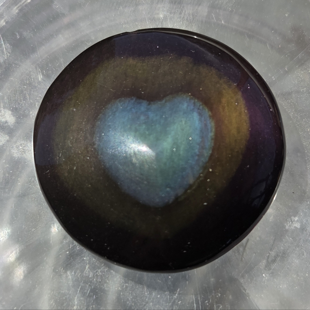 Rainbow Obsidian "Heart Of Fire" Large Round Cabochon 14g